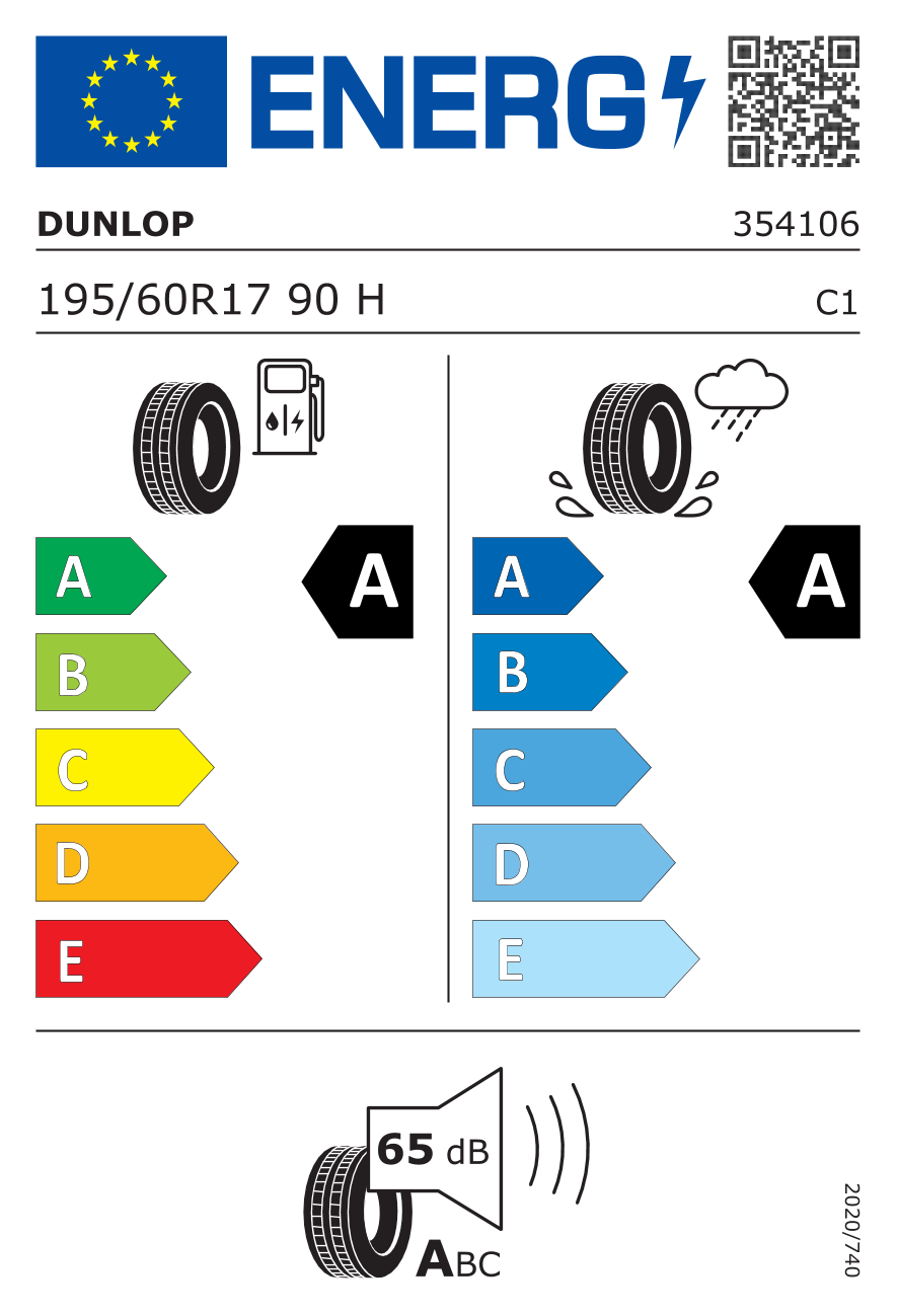 Image of tyre specifications with eprel code 1418299