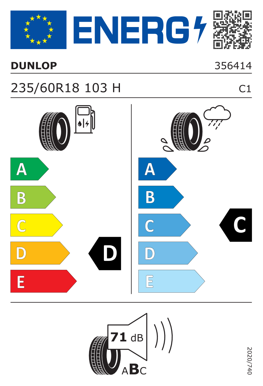 Image of tyre specifications with eprel code 1876306