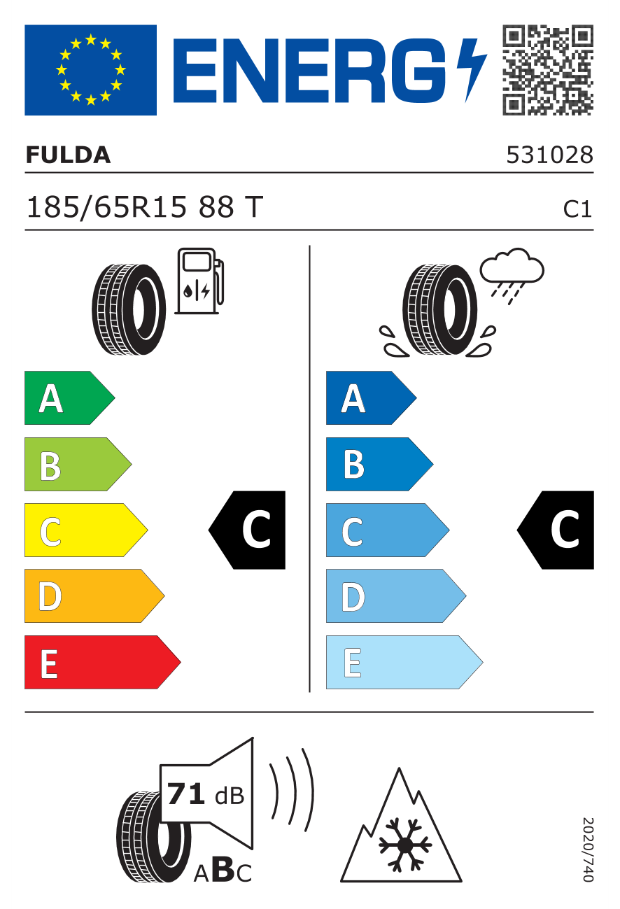 Image of tyre specifications with eprel code 610018