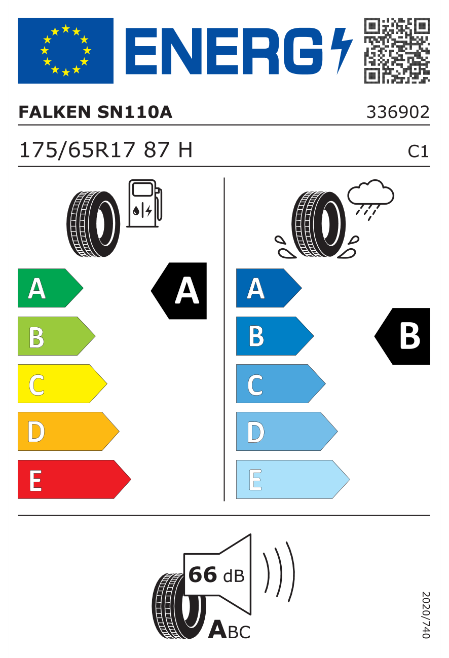 Obrázek specifikací pneumatik s kódem EPREL 753745