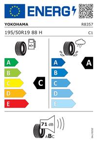 Efficiency label - YOKOHAMA, BluEarth-GT AE51 195/50R19