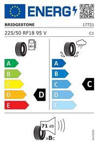 Efficiency label - BRIDGESTONE, TURANZA T005A 225/50 RF18 17721