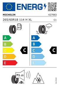 Efficiency label - 265/60R18 Michelin-ის საბურავი
