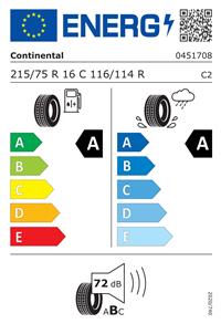 Efficiency label - Continental, VanContact Eco 215/75 R 16 C