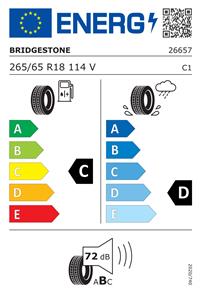 Efficiency label - BRIDGESTONE, DUELER A/T 693IV 265/65 R18