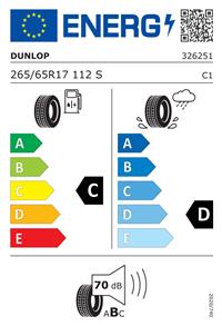 Efficiency label - DUNLOP-ის საბურავი, GRANDTREK AT20 265/65R17
