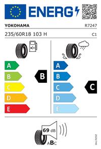 Efficiency label - YOKOHAMA, BluEarth-XT AE61 235/60R18